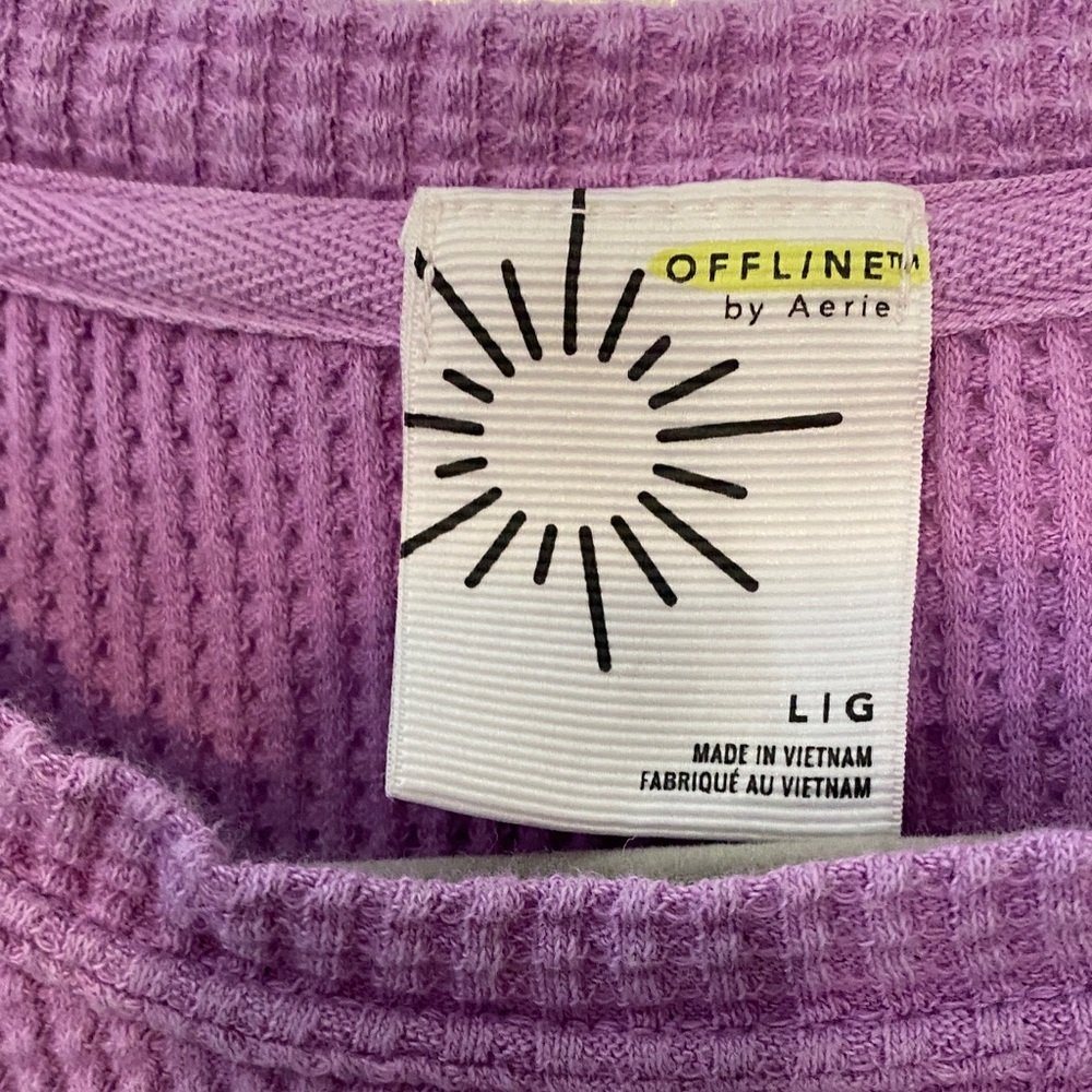Purple Long Sleeve Waffle Knit Top - Picture 2 of 5